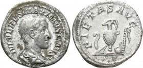 MAXIMUS (Caesar, 235/6-238). Denarius. Rome. 

Obv: IVL VERVS MAXIMVS CAES. 
Bareheaded and draped bust right.
Rev: PIETAS AVG. 
Emblems of the p...
