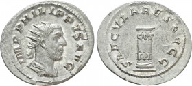 PHILIP I THE ARAB (244-249). Antoninianus. Rome. Saecular Games/ 1000th Anniversary of Rome issue. 

Obv: IMP PHILIPPVS AVG. 
Radiate, draped and c...