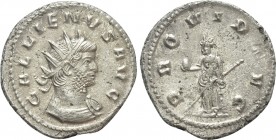 GALLIENUS (253-268). Antoninianus. Rome. 

Obv: GALLIENVS AVG. 
Radiate and cuirassed bust right.
Rev: PROVID AVG. 
Providentia standing left, ho...