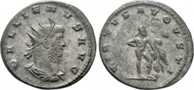 GALLIENUS (253-268). Antoninianus. Antioch. 

Obv: GALLIENVS AVG. 
Radiate, draped and cuirassed bust right.
Rev: VIRTVS AVGVSTI. 
Hercules stand...