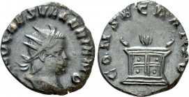 DIVUS VALERIAN II (Died 258). Antoninianus. Rome. 

Obv: DIVO CAES VALERIANO. 
Radiate head right.
Rev: CONSECRATIO. 
Lighted altar.

MIR 261g;...