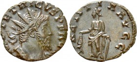 TETRICUS I (271-274). Antoninianus. Colonia Agrippinensis. 

Obv: IMP TETRICVS P F AVG. 
Radiate and cuirassed bust right.
Rev: LAETITIA AVGG. 
L...