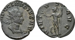 CLAUDIUS II GOTHICUS (268-270). Antoninianus. Rome. 

Obv: IMP C CLAVDIVS AVG. 
Radiate and cuirassed bust right.
Rev: VIRTVS AVG. 
Virtus standi...