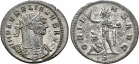 AURELIAN (270-275). Antoninianus. Rome. 

Obv: IMP AVRELIANVS AVG. 
Radiate and cuirassed bust right.
Rev: ORIENS AVG / S. 
Sol standing left wit...