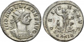 AURELIAN (270-275). Antoninianus. Rome. 

Obv: IMP AVRELIANVS AVG. 
Radiate and cuirassed bust right.
Rev: ORIENS AVG / EXXIR. 
Sol standing left...