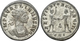 AURELIAN (270-275). Antoninianus. Cyzicus. 

Obv: IMP AVRELIANVS AVG. 
Radiate and cuirassed bust right.
Rev: RESTITVTOR EXERCITI / Δ / XXI. 
Mar...