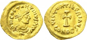 TIBERIUS II CONSTANTINE (578-582). GOLD Tremissis. Constantinople. 

Obv: δ M COSTANTINVS P P AG. 
Diademed, draped and cuirassed bust right.
Rev:...