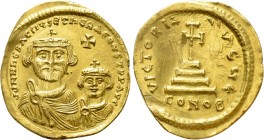 HERACLIUS with HERACLIUS CONSTANTINE (610-641). GOLD Solidus. Constantinople. 

Obv: δδ NN ҺЄRACLIЧS ЄT ҺЄRA CONST P P AV. 
Crowned and draped faci...
