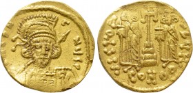 CONSTANTINE IV POGONATUS with HERACLIUS and TIBERIUS (668-685). GOLD Solidus. Constantinople. 

Obv: δ N CONTNЧS P. 
Helmeted and cuirassed bust fa...