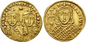 CONSTANTINE V COPRONYMUS, with LEO IV and LEO III (741-775). GOLD Solidus Constantinople. 

Obv: ConSTAnTInoS S LEon O nEoS. 
Crowned facing busts ...