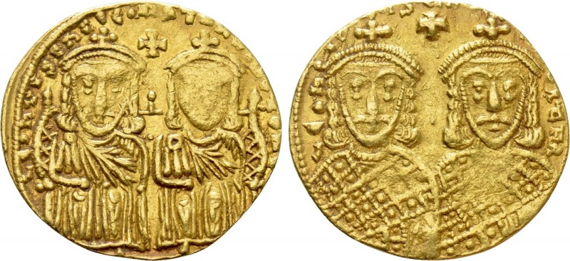 CONSTANTINE VI with LEO III, CONSTANTINE V and LEO IV (780-797 BC). GOLD Solidus...