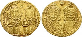 CONSTANTINE VI with LEO III, CONSTANTINE V and LEO IV (780-797 BC). GOLD Solidus. Constantinople. 

Obv: LEOn VS S EGGOn COnSTAnTInOS nEOS. 
Consta...