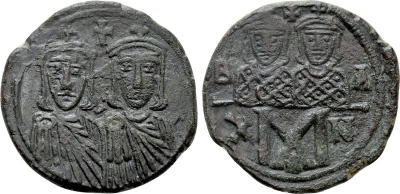 LEO IV with CONSTANTINE VI, CONSTANTINE V and LEO III (775-780). Follis. Constan...