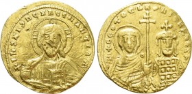 NICEPHORUS II PHOCAS (963-969). GOLD Histamenon Nomisma. Constantinople. 

Obv: + IҺS XIS RЄX RЄGNANTIҺM. 
Facing bust of Christ Pantokrator.
Rev:...