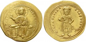 ISAAC I COMNENUS (1057-1059). GOLD Histamenon Nomisma. Constantinople.

Obv: + IҺS XIS RЄX RЄGNANTIҺM.
Christ Pantokrator seated facing on throne....