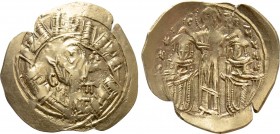 ANDRONICUS II with MICHAEL IX (1295-1320). GOLD Hyperpyron. Constantinople. 

Obv: MP - ΘV. 
Half-length figure of the Virgin Mary, orans, within c...