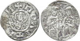 ANDRONICUS III PALAEOLOGUS (1328-1341). BI Tornese. Constantinople. Politikon coinage. 

Obv: + ΠOΛITIKOИ. 
Facing bust of the Virgin Mary, orans....