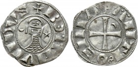 CRUSADERS. Antioch. Bohémond III (1163-1201). BI Denier. 

Obv: + BOAИVИDVS. 
Helmeted and cuirassed bust left; crescent to left, star to right.
R...
