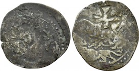CRUSADERS. Mamluk. Baybars I (AH 658-676 / 1260-1277 AD). Dirham. 

Obv: Lion standing left; above legend; c/m: cross.
Rev: Legend.

Album 883.
...