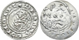 HUNGARY. Solomon (1063-1074). Denar. 

Obv: + REX SALOMONI. 
Crowned facing bust, holding cross.
Rev: PA / NON / IA. 
Legend in three lines.

H...