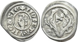HUNGARY. István V (1270-1272). Denar. 

Obv: + MONETA VNGARIE. 
Crowned head left.
Rev: Two birds standing outward, heads inward; א (Hebrew alef) ...