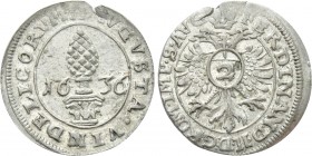 GERMANY. Augsburg. Ferdinand II (1619-1637). Halbbatzen or 2 Kreuzer (1636). 

Obv: AVGVSTA VINDELICORVM. 
Pine nut or Pyr; below, three ears.
Rev...