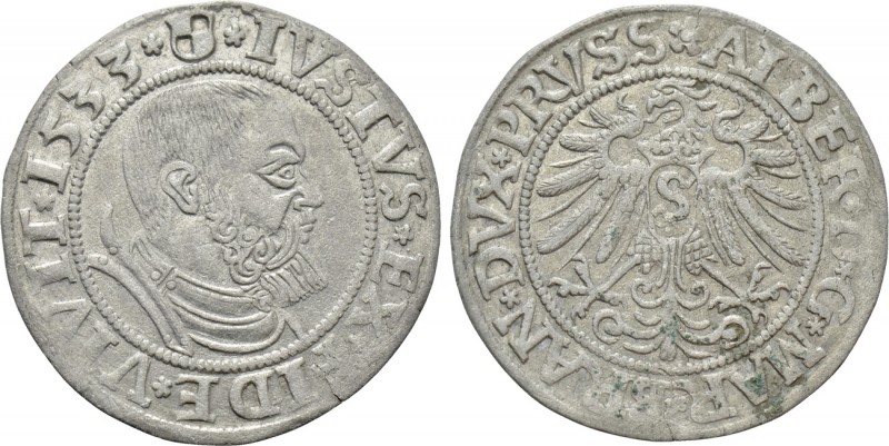 GERMANY. Prussia. Albert, Duke of Brandenburg-Ansbach (1525-1569). 1 Groschen (1...