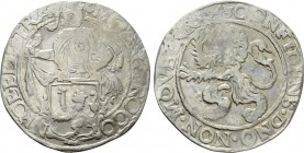 NETHERLANDS. Utrecht. Lion Daalder (1643). 

Obv: MO ARG PRO CON FOE BELG TRA. 
Knight standing left, head right, holding up garnished coat-of-arms...