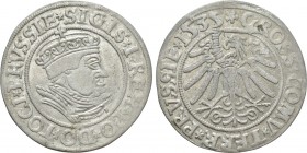 POLAND. Sigismund I Stary (1506-48). 1 Groschen (1535). Toruń (Thorn). 

Obv: SIGIS I REX PO DO TOCI PRVSSIE. 
Crowned and armored bust right.
Rev...