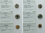 3 Greek and Roman Coins. 

Obv: .
Rev: .

. 

Condition: See picture.

Weight: g.
 Diameter: mm.