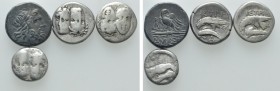 4 Greek Coins. 

Obv: .
Rev: .

. 

Condition: See picture.

Weight: g.
 Diameter: mm.