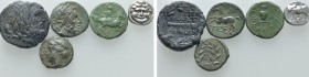 5 Greek Coins. 

Obv: .
Rev: .

. 

Condition: See picture.

Weight: g.
 Diameter: mm.