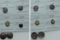 6 Greek Coins. 

Obv: .
Rev: .

. 

Condition: See picture.

Weight: g.
 Diameter: mm.