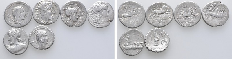 6 Roman Republican Denarii. 

Obv: .
Rev: .

. 

Condition: See picture....