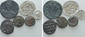 6 Roman, Byzantine and Sassanian Coins. 

Obv: .
Rev: .

. 

Condition: See picture.

Weight: g.
 Diameter: mm.
