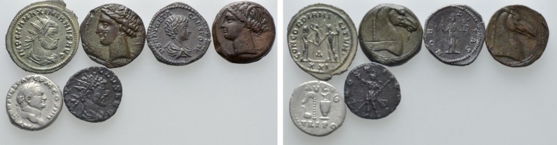 6 Greek and Roman Coins. 

Obv: .
Rev: .

. 

Condition: See picture.

...