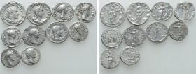 10 Roman Denarii and Antoniniani. 

Obv: .
Rev: .

. 

Condition: See picture.

Weight: g.
 Diameter: mm.