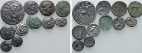 10 Greek Coins; Alexander, Lysimachos etc. 

Obv: .
Rev: .

. 

Condition: See picture.

Weight: g.
 Diameter: mm.