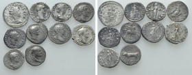 10 Roman Coins. 

Obv: .
Rev: .

. 

Condition: See picture.

Weight: g.
 Diameter: mm.