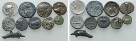 10 Greek Coins; Eleusis; Cappadocia etc. 

Obv: .
Rev: .

. 

Condition: See picture.

Weight: g.
 Diameter: mm.