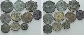10 Roman Coins; Aelia Flaccilla, Julianus II etc. 

Obv: .
Rev: .

. 

Condition: See picture.

Weight: g.
 Diameter: mm.