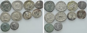 10 Roman Coins; Trajan, Marc Aurel etc. 

Obv: .
Rev: .

. 

Condition: See picture.

Weight: g.
 Diameter: mm.