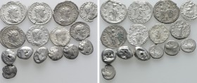 16 Greek and Roman Silver Coins. 

Obv: .
Rev: .

. 

Condition: See picture.

Weight: g.
 Diameter: mm.