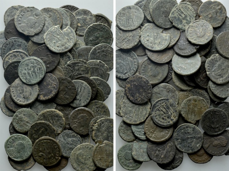 Circa 60 Roman Coins. 

Obv: .
Rev: .

. 

Condition: See picture.

Wei...