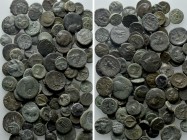 Circa 100 Greek Coins. 

Obv: .
Rev: .

. 

Condition: See picture.

Weight: g.
 Diameter: mm.