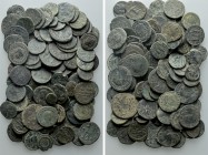 Circa 100 Roman Coins. 

Obv: .
Rev: .

. 

Condition: See picture.

Weight: g.
 Diameter: mm.