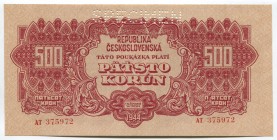 Czechoslovakia 500 Korun 1944 Specimen
P# 49s; № AT375972; UNC