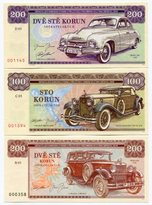 Czechoslovakia Lot of 3 Banknotes 2019 - 2020 Specimen "The Gold Collection"
Šk...
