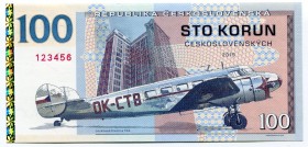 Czechoslovakia 100 Korun 2019 Specimen "Jan Antonín Baťa" No. 123456
"The King of Shoes" J.A.Baťa (1898-1965); Lockhead Electra 10A airplane; Fantasy...