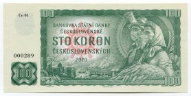 Czechoslovakia 100 Korun 2020 Specimen "COVID-19 "
"Tribute to all medical stuff facing pandemic; Fantasy Banknote; Limited Edition; Made by Matej Gá...